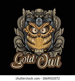 gold owl vector artwork with elegant design