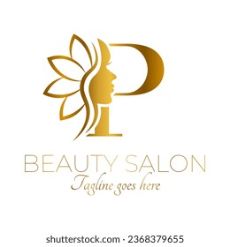 Gold P Letter Initial Beauty Brand Logo Design