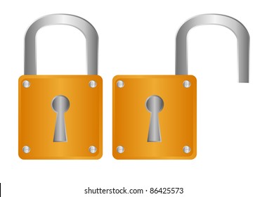 gold padlock isolated over white background. vector