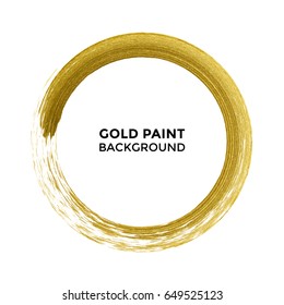 Círculo de pincel dorado de textura vectorial de brillo dorado sobre fondo de lujo blanco. Glittering círculo redondo premium para elemento de diseño de tarjeta festiva o decoración