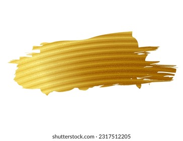 Gold paint brush stroke. Abstract gold glittering textured art illustration. Gold paint smear with glittering texture.