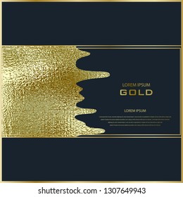 Gold paint brush stroke design. Copper glossy, sparkle background. Metallic texture. Bronze metal. Golden Luxury Vector illustration. Glittering textured art. Hand drawn grunge paint.