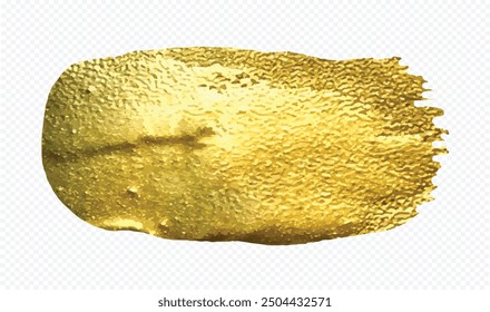 Pincelada de oro. Dibujo a mano del trazo del pincel de oro. Abstractas elemento de diseño de trazo de pincel de pintura dorada aislado sobre fondo transparente.