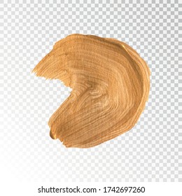Gold paint brush stroke isolated on transparent background. Vector illustration.