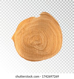 Gold paint brush stroke isolated on transparent background. Vector illustration.