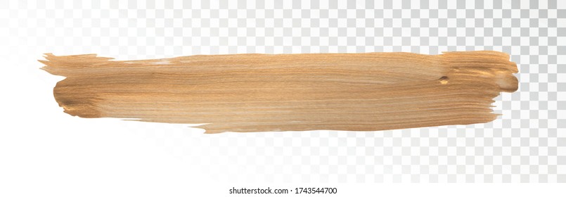 Gold paint brush stroke isolated on transparent background. Vector illustration.