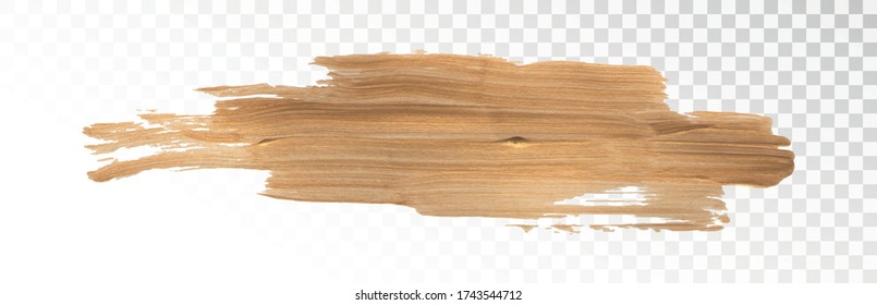 Gold paint brush stroke isolated on transparent background. Vector illustration.