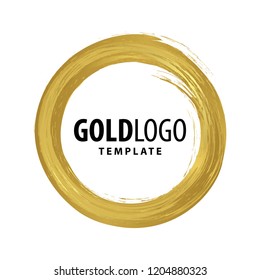 gold paint, brush stroke round frame