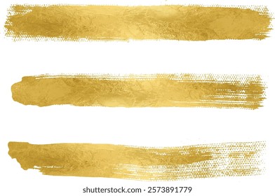 Gold Paint Brush Strokes - Isolated on White  vector illustration