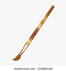 Gold paint brush vector icon with shadow, eps 10