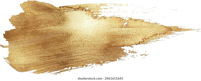  Gold paint brush vector smear stroke. Acrylic golden color stain on transparent background. Abstract vector gold glittering textured background for invitation, wedding or bithday card template