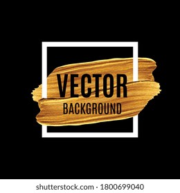 Gold paint glittering textured art. Hand drawn brush stroke . Vector illustration EPS10