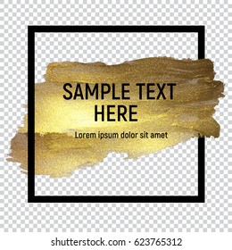 Gold Paint Glittering Textured Art with Frame and Sample Text Vector Ilustration EPS10