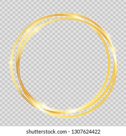 Gold Paint Glittering Textured Frame on Transparent Background. Vector Illustration EPS10