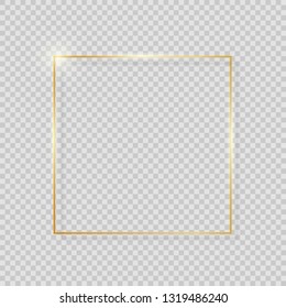 Gold Paint Glittering Textured Frame on Transparent Background. Vector Illustration EPS10