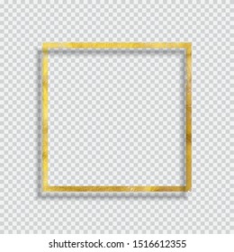 Gold Paint Glittering Textured Frame on Transparent Background. Vector Illustration EPS10