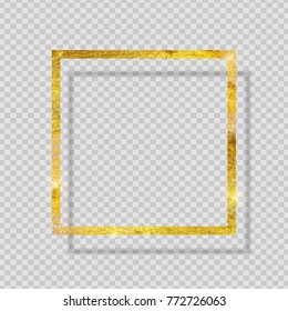 Gold Paint Glittering Textured Frame on Transparent Background Vector Illustration EPS10