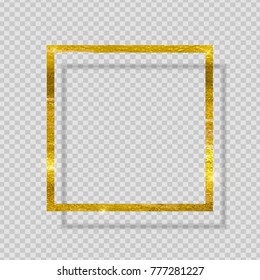 Gold Paint Glittering Textured Frame on Transparent Background. Vector Illustration EPS10