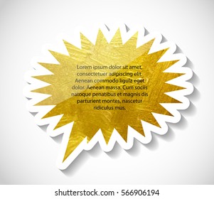 Gold Paint Glittering Textured Speech Bubble Art. Vector Illustration EPS10