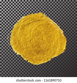 Gold paint smear stroke stain,  brush stroke on black  background. Abstract gold glittering texture. High quality manually traced vector illustration