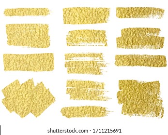 Set Golden Watercolor Brush Stroke Isolated のベクター画像素材 ロイヤリティフリー Shutterstock