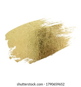 Gold paint smear stroke stain set. Abstract gold glitter texture art illustration. Vector