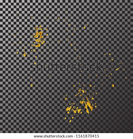 Gold paint splash smear stroke stain, brush stroke. Abstract gold glittering texture. High quality manually traced vector illustration