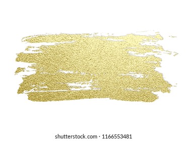 Gold paint stroke. Abstract gold glittering textured art illustration. Hand drawn brush stroke design element. Vector illustration