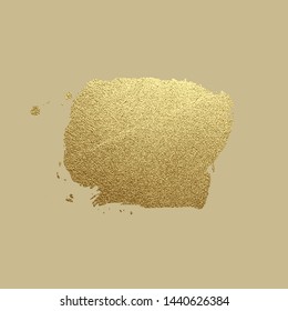 Gold paint stroke. Abstract gold glittering textured art illustration. Hand drawn brush stroke design element. Vector illustration