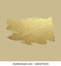 Gold paint stroke. Abstract gold glittering textured art illustration. Hand drawn brush stroke design element. Vector illustration