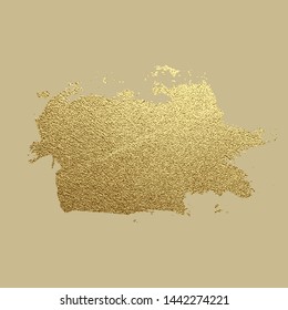 Gold paint stroke. Abstract gold glittering textured art illustration. Hand drawn brush stroke design element. Vector illustration