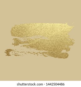 Gold paint stroke. Abstract gold glittering textured art illustration. Hand drawn brush stroke design element. Vector illustration