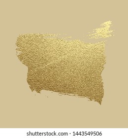 Gold paint stroke. Abstract gold glittering textured art illustration. Hand drawn brush stroke design element. Vector illustration