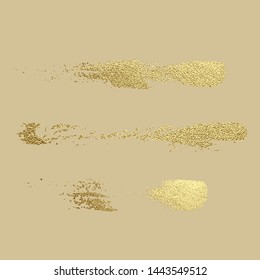 Gold paint stroke. Abstract gold glittering textured art illustration. Hand drawn brush stroke design element. Vector illustration