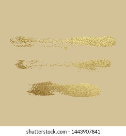 Gold paint stroke. Abstract gold glittering textured art illustration. Hand drawn brush stroke design element. Vector illustration