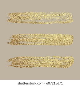 Gold paint. Vector golden spot, brush, smear illustration. Abstract glittering texture