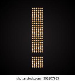 Gold pallets. Exclamation mark. Mosaic