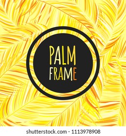 Gold Palm Branches in Various Forms. Tropic Foliage. Illustration of Jungle Plants. Vector Palm Leaves on a Black Background. Floral Elements Set. God Palm Leaves for Pattern, Wallpaper, Print.