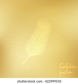 Gold palm leaves. Vector illustration.
