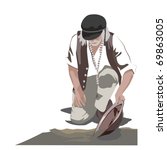 Gold Panning Man Illustration