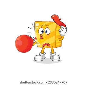 the gold pantomime blowing balloon. cartoon mascot vector