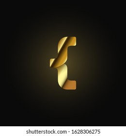 Gold paper folded character from a typeset, vector illustration