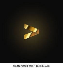 Gold paper folded character from a typeset, vector illustration