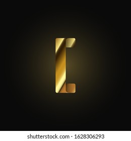 Gold paper folded character from a typeset, vector illustration