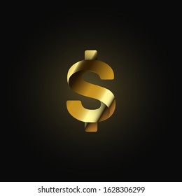 Gold paper folded character from a typeset, vector illustration