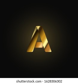 Gold paper folded character from a typeset, vector illustration