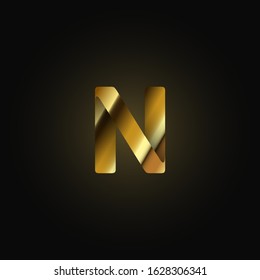 Gold paper folded character from a typeset, vector illustration