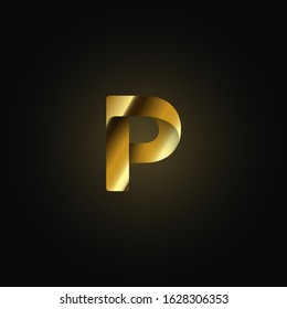 Gold paper folded character from a typeset, vector illustration