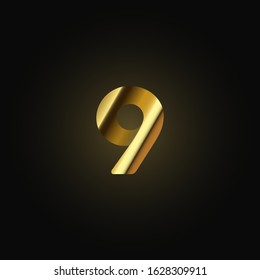 Gold paper folded character from a typeset, vector illustration