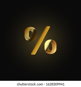 Gold paper folded character from a typeset, vector illustration